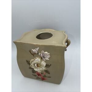 Croscill Sweet Magnolia Kleenex Box ceramic tissue Cottagecore Shabby Chic Vtg
